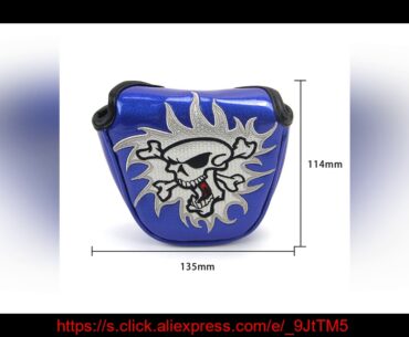 1Pcs Golf Pusher Sleeve PU Leather Golf Putter Cover Universal Skull Embroidery Easy to Clean Pract