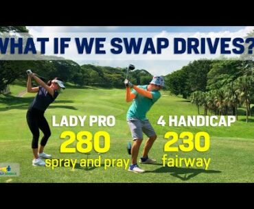 Lady Tour Pro Gets 4 Handicappers Drive v 4 Handicapper in the Fairway (for a change)