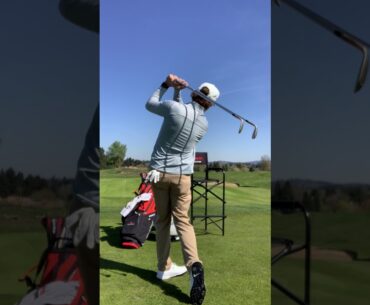 Sean Lanyi, Patriot Golf School Instructor show a 2 golf club synch drill