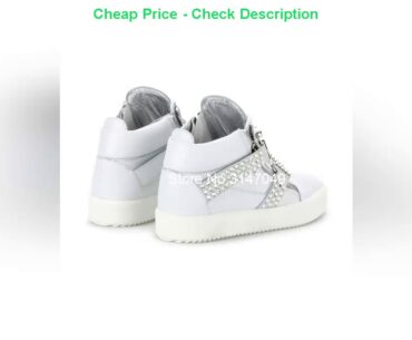 Discount Men Fashion Shoes Crystal Spiked White Shoes Casual Men Height Increasing High Top Sneaker