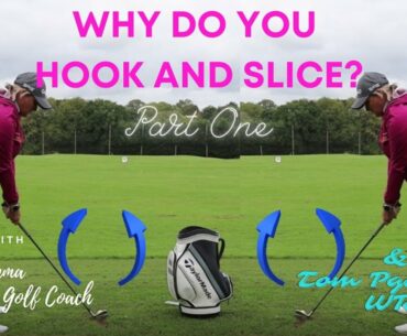What happens in a golf swings to produce a hook or a slice ball flight
