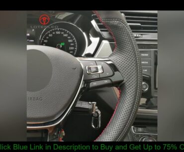 LQTENLEO Black Genuine Leather Suede DIY Car Steering Wheel Cover for Volkswagen VW Golf 7 Mk7 New