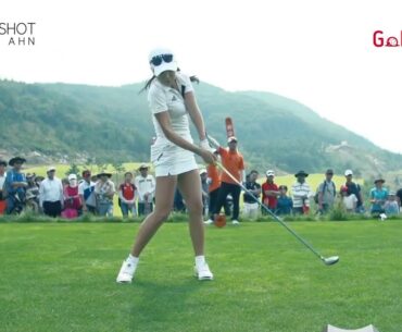 World's Most Beautiful Golfer Shin Ae Ahn's Golf Swing Super Slow Motion DTL Down the Line