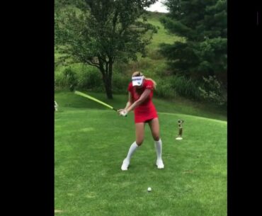 Beautiful Korean model golfer Hyunju Yoo's golf swing