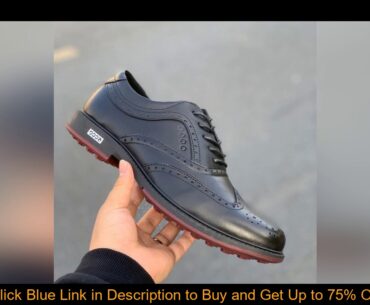 Genuine Leather Golf Boots Businessman Boat Shoes Men's Black Walking Sport Shoes Spikeless Golf Sn