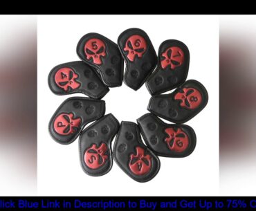 9Pcs Waterproof PU Skull Sports Golf Iron Head Cover Putter Protector Headcover- 2 Colors