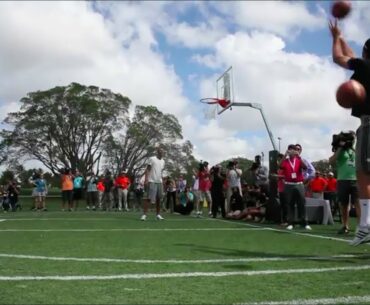 PGA's Dustin Johnson beat NBA champion, Shane Battier in a three-point shooting contest (2015)