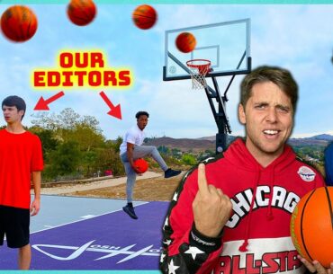 Our EDITORS Challenged us to Trick Shot H.O.R.S.E. and 2v2!