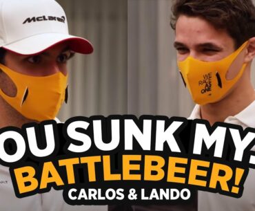 Carlos Sainz and Lando Norris play Estrella Galicia 0,0's Battlebeers