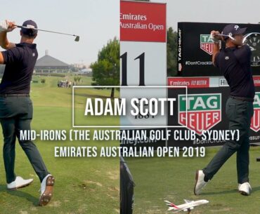Adam Scott Golf Swing Medium Irons (FO & DTL), Emirates Australian Open (Sydney), December 2019.