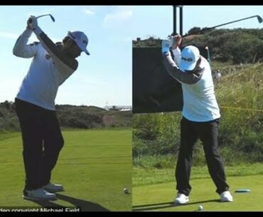 Louis Oosthuizen golf swing - Long Iron (face-on & down-the-line), July 2017.