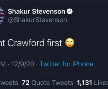Shakur Stevenson tweets he wants to fight Crawford, Crawford’s wife responds