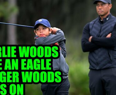 Watch Charlie Woods smash a 5-wood as Tiger Woods looks on Charlie faces ‘a totally different world’