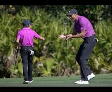 Charlie Woods shows Tiger how it's done by hitting shot of the day at PNC Championship