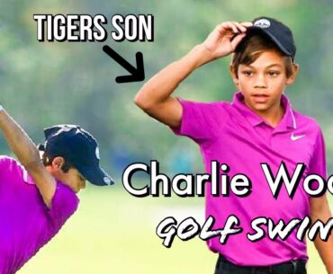 Charlie Wood's Slow Motion Golf Swing (Tiger Wood's Son) + Comparison between Charlie & 11Yo Tiger