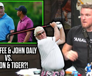 Pat McAfee & John Daly Challenge Tiger Woods & Peyton Manning To A Golf Match