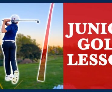 Junior Golf Lesson - Backswing Plane Drills & Hip Rotation