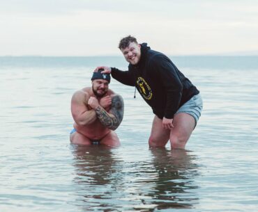 Strongmen try COLD WATER LAUGHTER YOGA | Stoltman Brothers