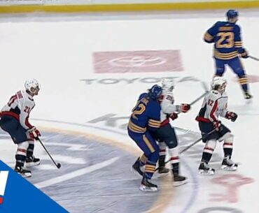 Nic Dowd hits Eric Staal up high, Staal heads to dressing room