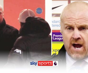 Sean Dyche reacts to his heated clash with Jurgen Klopp at half-time