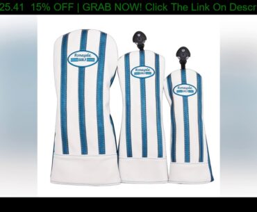 Stripe 3 Pcs/ Set Premium Leather Golf Head Covers for Driver & Fairway Woods & Hybird