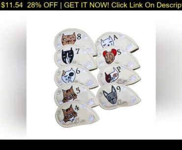 9 Pcs Portable Golf Club Headcovers Cute Cartoon Cat Pattern PU Waterproof Cover