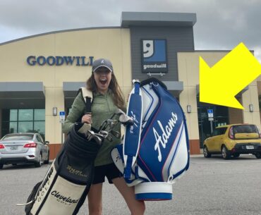 WE FOUND TOUR STAFF BAGS AND GOLF CLUBS AT GOODWILL!! + Near Hole In One On A PAR 4!!