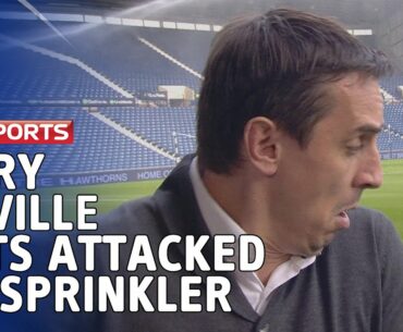 Gary Neville attacked by sprinkler on West Brom pitch - 28th September 2014