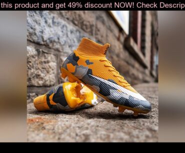 new New Outdoor Long Spikes Boys Soccer Shoes Waterproof Non-Slip Football Boots High Ankle Trainin