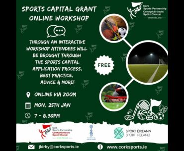 Cork Sports Partnership & 2into3 Sports Capital Grant Workshop 25th Jan 2021