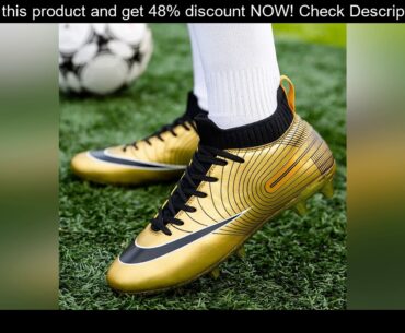 best ALIUPS Professional Unisex Soccer Shoes Long Spikes TF Ankle Football Boots Outdoor Grass Clea