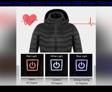 Heating Jacket Outdoor Electric Heated Vest USB Winter Thermal Clothes Feather Camping Hiking Warm