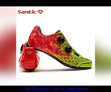 Review Santic Carbon Fiber Men Cycling Road Shoes Two Color Breathable Triathlon Zapatillas Ciclism