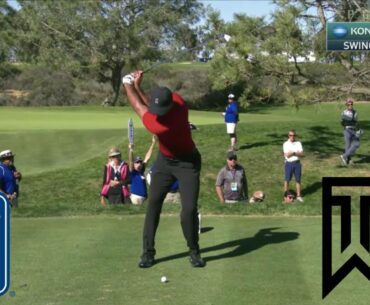 Tiger Woods slo-mo iron swing is analyzed at Farmers 2018 (Face on)