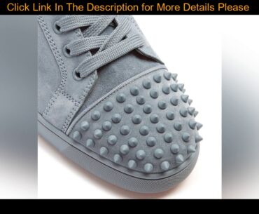 #Deal Grey Suede Men Casual Shoes Rivet Stud Flat Low Top Spike Outdoor Sneakers Lace up Men Runway