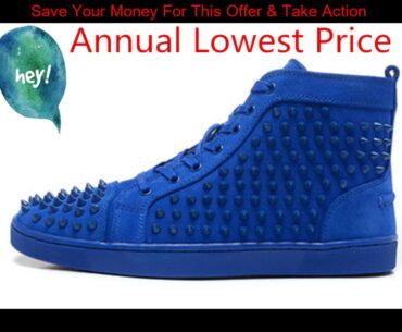 #Top Men Spike Stud leather casual shoes rivets sneaker lace up flat high top men casual outdoor me