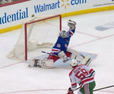 Henrik Lundqvist robs Kevin Rooney with his glove