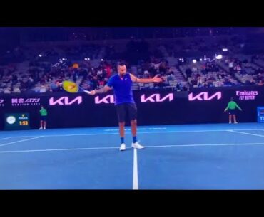 Nick Kyrgios hits the how’s ya’ father between the legs at the Australian Open 2021 #AusOpen #Tennis