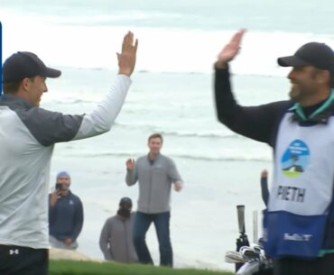 Jordan Spieth holes out from the fairway for eagle at AT&T Pebble Beach