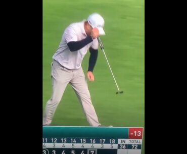 Nate Lashley slams putter on the 16th hole at Pebble at the 2021 AT&T.