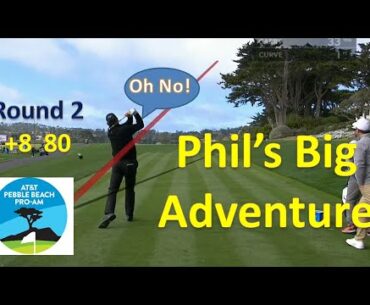 Phil Mickelson's Big Adventure Round 2 AT&T Pebble Beach Pro-Am (ocean rocks backyard, wild animals)