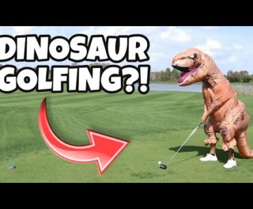 Playing Golf in a Dinosaur Costume