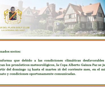 Mar del Plata Golf Club informa