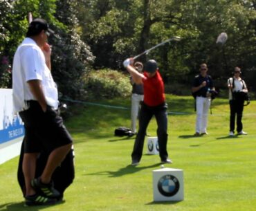 Justin Rose tees off the 7th at Wentworth