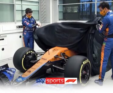 Lando Norris and Daniel Ricciardo see new McLaren's 2021 MCL35M car for the first time!