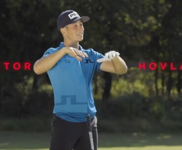 Viktor Hovland on the range with Coach Bratton