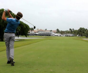 Robert Rock tees off - 18th hole WGC Cadillac Championship, Doral