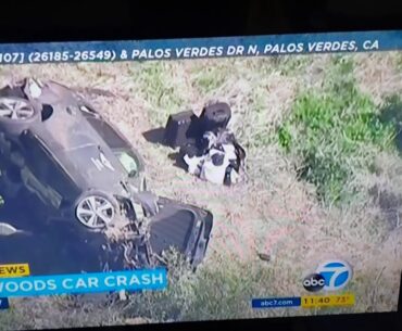 TIGER WOODS SUV CRASH ACCIDENT INJURED GOLF RANCHO PALOS VERDES CALIFORNIA 2/23/2021