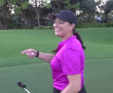 Best shot Megan has hit on YouTube! (6 Hole Golf Match, Bay Island)