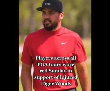 Players across all tours wore red to support injured Tiger Woods on Sunday.